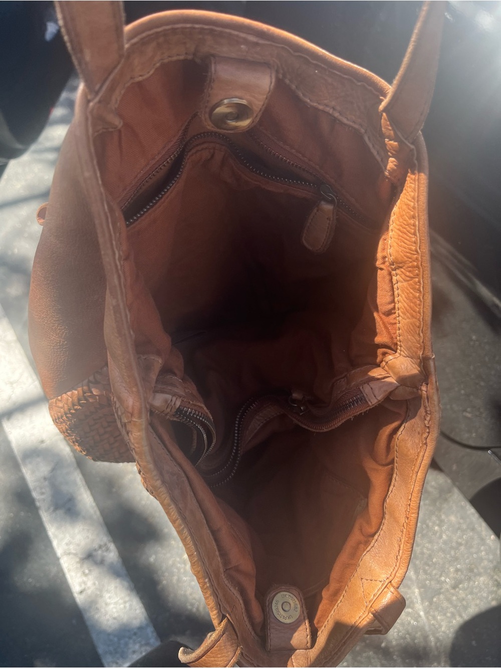 Woven Leather Tote Bag in Tan - Picture 3 of 8